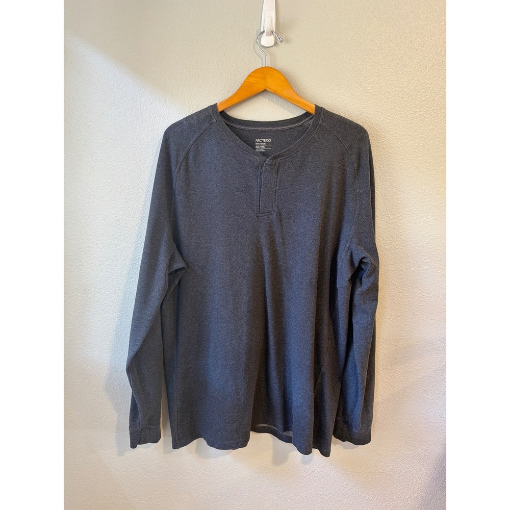 Arc'teryx Henley Shirt Men XXL Charcoal Grey Long Sleeve Birdseye Knit 11625-7